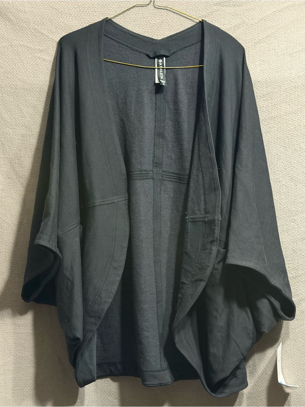 Athleta Black Open-Front Draped Cape Jacket
